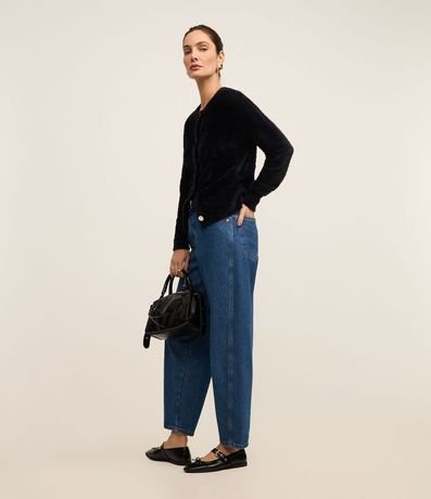 Cardigan en Poliamida Afelpada con Puños Largos 4