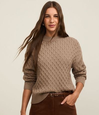 Suéter Manga Larga en Tricot con Textura Colmena