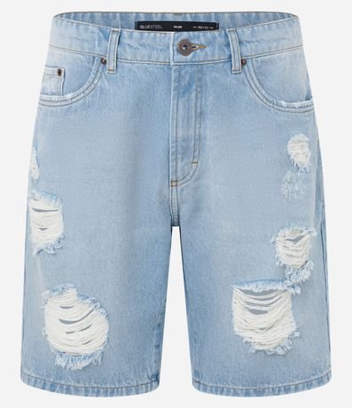 Bermuda Slim en Jeans Denim Destroyed y Bajo a Hilo 5