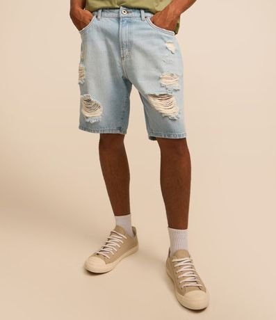 Bermuda Slim en Jeans Denim Destroyed y Bajo a Hilo 3