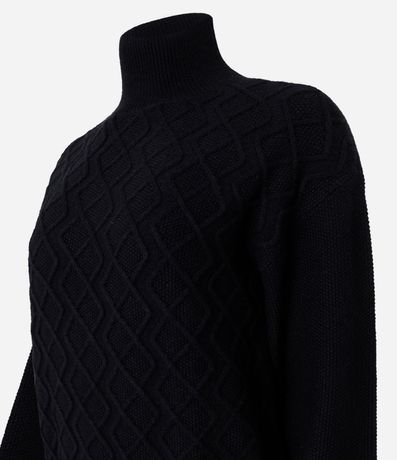 Suéter en Tricot con Cuello Alto y Bordado de Losangos 6
