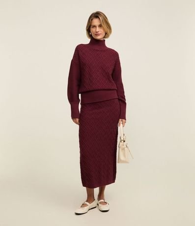 Suéter en Tricot con Cuello Alto y Bordado de Losangos 2