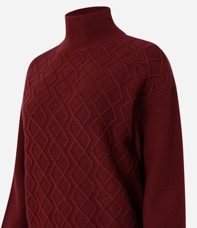 Suéter en Tricot con Cuello Alto y Bordado de Losangos 6