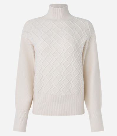 Suéter en Tricot con Cuello Alto y Bordado de Losangos 5