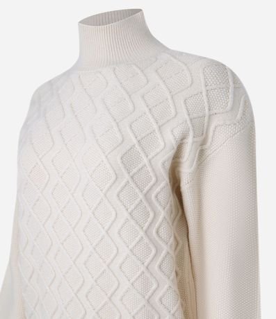 Suéter en Tricot con Cuello Alto y Bordado de Losangos 6