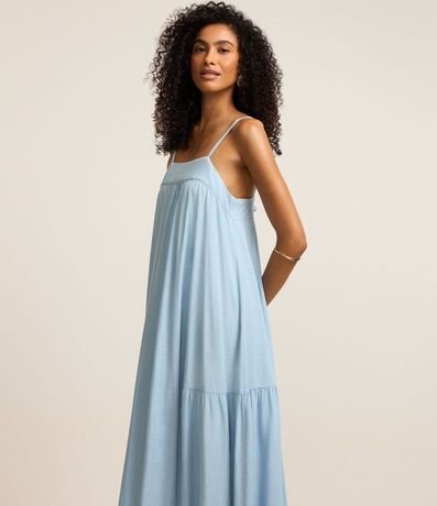 Vestido Largo en Jeans lazo y Fenda 2