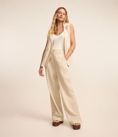 Pantalón Recto en Sarga con Pliegues 2