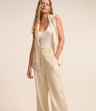 Pantalón Recto en Sarga con Pliegues 3