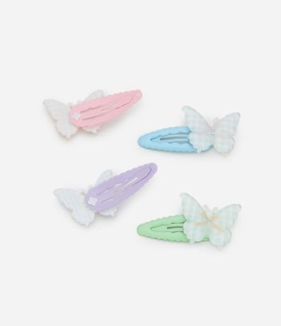 Kit 04 Pinzas para el Pelo Infantil con Mariposas Aplicadas - Talle U 2