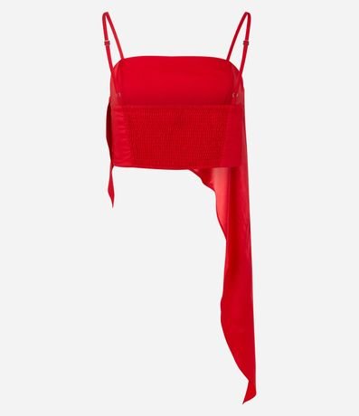 Blusa Cropped en Satén con Volado Asimétrico 6