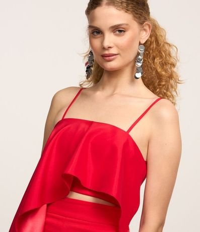 Blusa Cropped en Satén con Volado Asimétrico 3