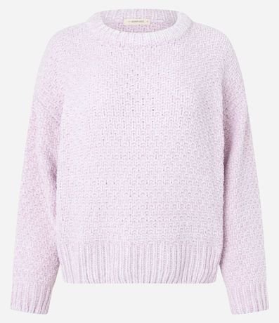 Suéter en Chenille con Cuello Redondo