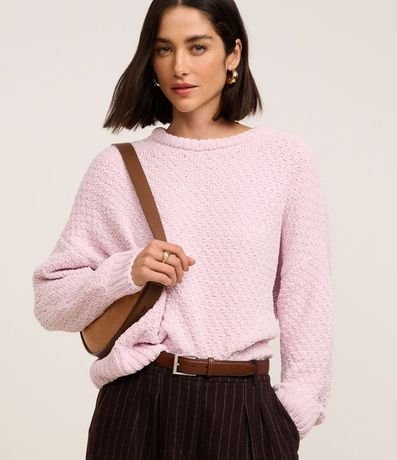 Suéter en Chenille con Cuello Redondo