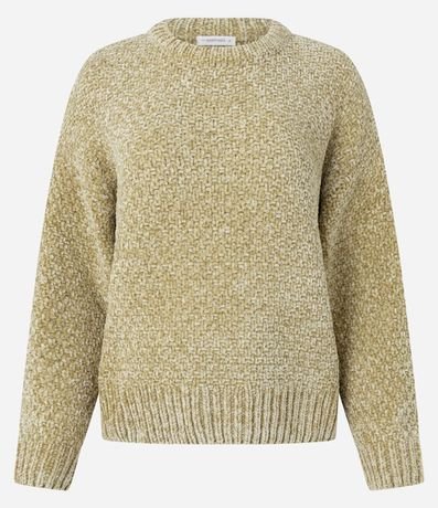 Suéter en Chenille con Cuello Redondo