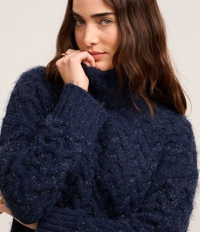 Suéter en Punto Peluche con Punto Trenzado 3