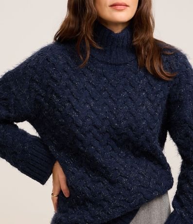 Suéter en Punto Peluche con Punto Trenzado 4