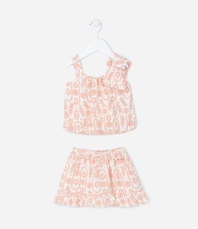 Conjunto Infantil en Laise con Blusa Balonê y Lazo en el Hombro - Talle 1 a 5 años 2