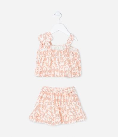Conjunto Infantil en Laise con Blusa Balonê y Lazo en el Hombro - Talle 1 a 5 años 4