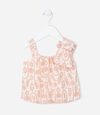 Conjunto Infantil en Laise con Blusa Balonê y Lazo en el Hombro - Talle 1 a 5 años 3