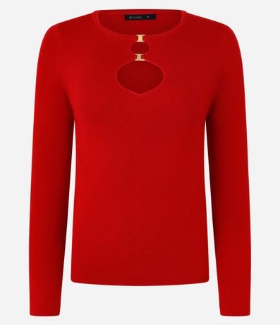 Blusa en Viscosa con Aberturas y Hebillas en el Busto