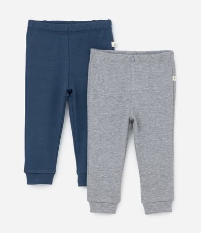 Kit 02 Pantalones Básicos Infantiles en Suedine con Puños Largos - Talle 0 a 18 meses