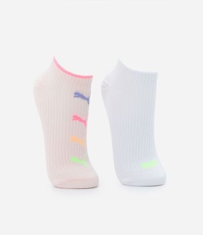 Kit 02 Medias Caña Corta Texturizadas con Estampa Puma 2