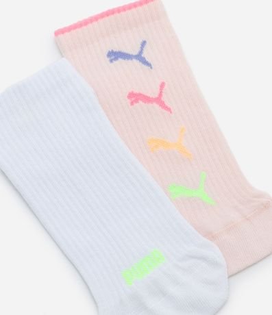 Kit 02 Medias Caña Corta Texturizadas con Estampa Puma 4
