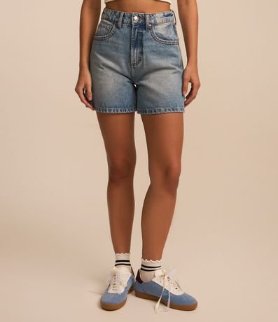 Short Mom Cintura Alta en Jeans Dirty Washed con Bolsillos 3