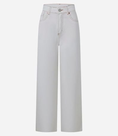 Pantalón Wide Leg en Sarga con Pespontos Contrastantes 5