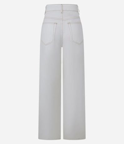 Pantalón Wide Leg en Sarga con Pespontos Contrastantes 6