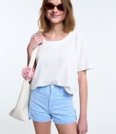 Short en Sarga com Cintura Alta 2