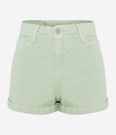 Short en Sarga con Cintura Alta y Bajo Plegado 6