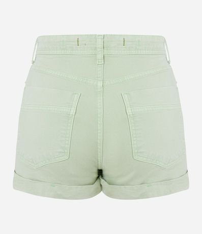 Short en Sarga con Cintura Alta y Bajo Plegado 7