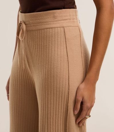 Pantalón recto Cintura Alta en Punto Canelado con Lazo 4