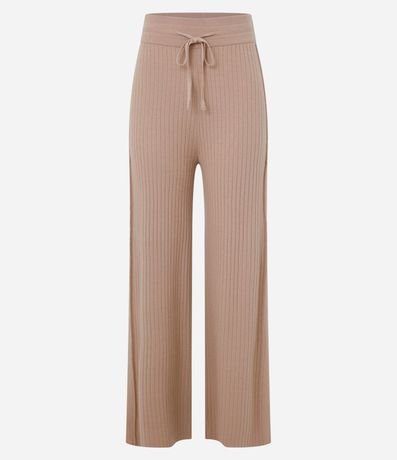 Pantalón recto Cintura Alta en Punto Canelado con Lazo 6
