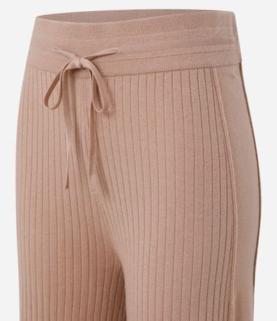 Pantalón recto Cintura Alta en Punto Canelado con Lazo 7