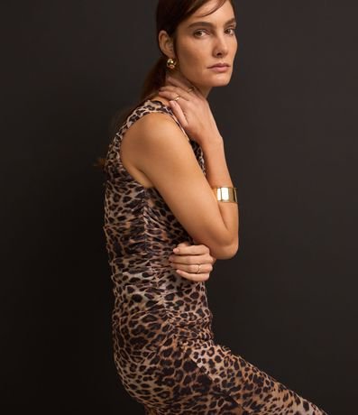 Vestido Midi en Tule con Estampa Animal Print 4