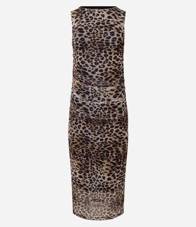 Vestido Midi en Tule con Estampa Animal Print 5