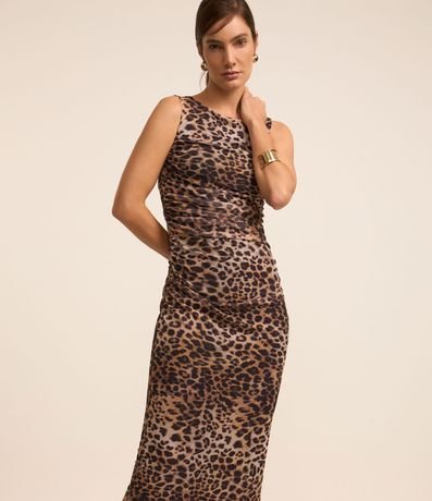 Vestido Midi en Tule con Estampa Animal Print 2