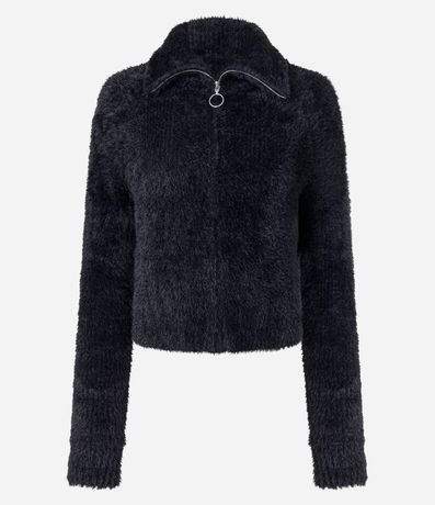 Cardigan en Punto Peludito con Cremallera Delantero 7