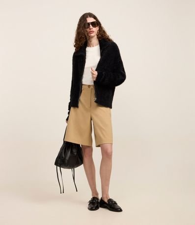 Cardigan en Punto Peludito con Cremallera Delantero 2