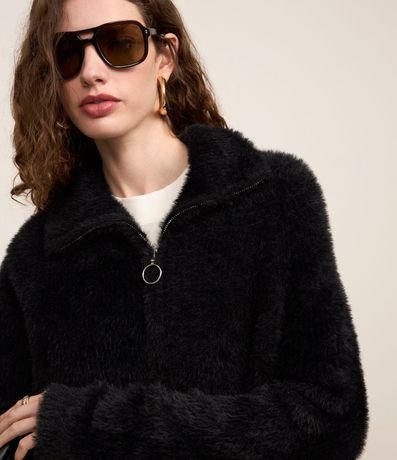 Cardigan en Punto Peludito con Cremallera Delantero 3