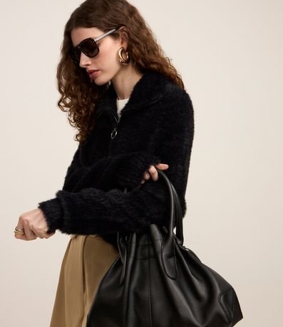 Cardigan en Punto Peludito con Cremallera Delantero 4