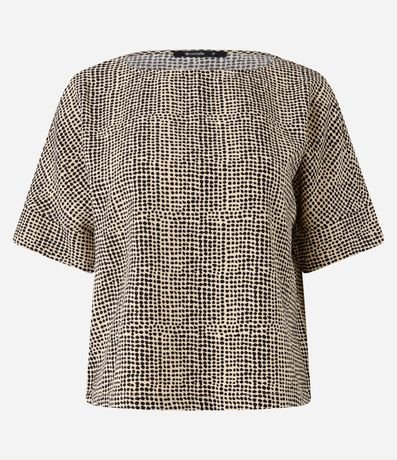 Blusa Manga Corta en Crepé Estampa Animal Print con Detalles Delanteros 6