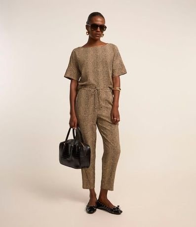 Blusa Manga Corta en Crepé Estampa Animal Print con Detalles Delanteros 2