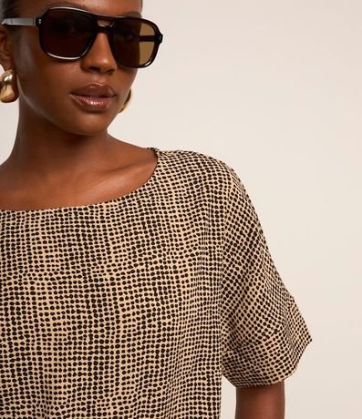 Blusa Manga Corta en Crepé Estampa Animal Print con Detalles Delanteros 3