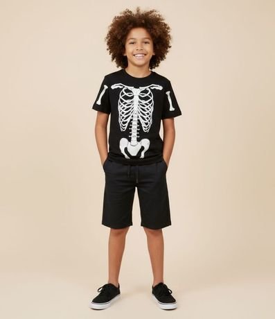 Remera Infantil con Estampa de Esqueleto Brilla en la Oscuridad - Talle 5 a 14 años