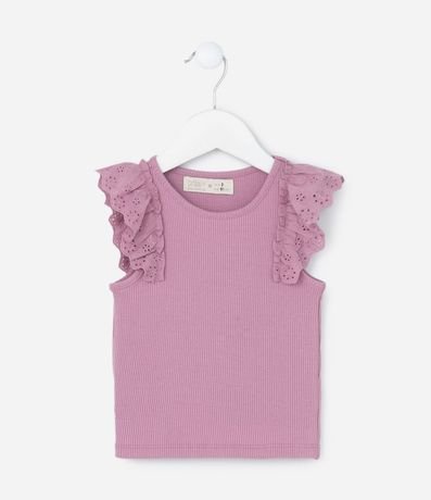 Musculosa Infantil en Rib con Volado en Broderie - Talle 1 a 5 años 3