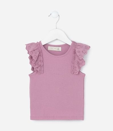 Musculosa Infantil en Rib con Volado en Broderie - Talle 1 a 5 años 2