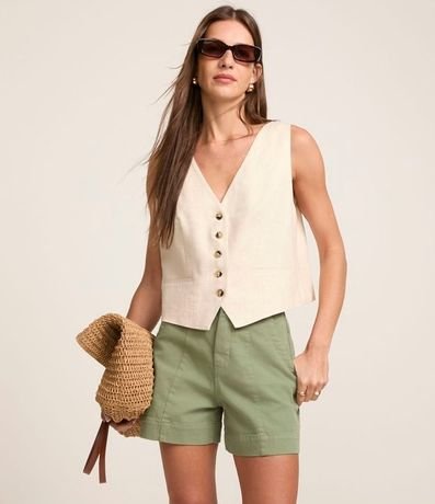 Short Cintura Alta en Sarga con Costura Aparente 2